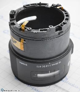 Корпус объектива (неподвижное основание с окном фокусировки) Sigma 18-35mm 1.8, б/у